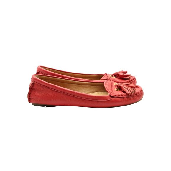 Coach Tassel Loafers in Red Leather - Picture 1 of 8
